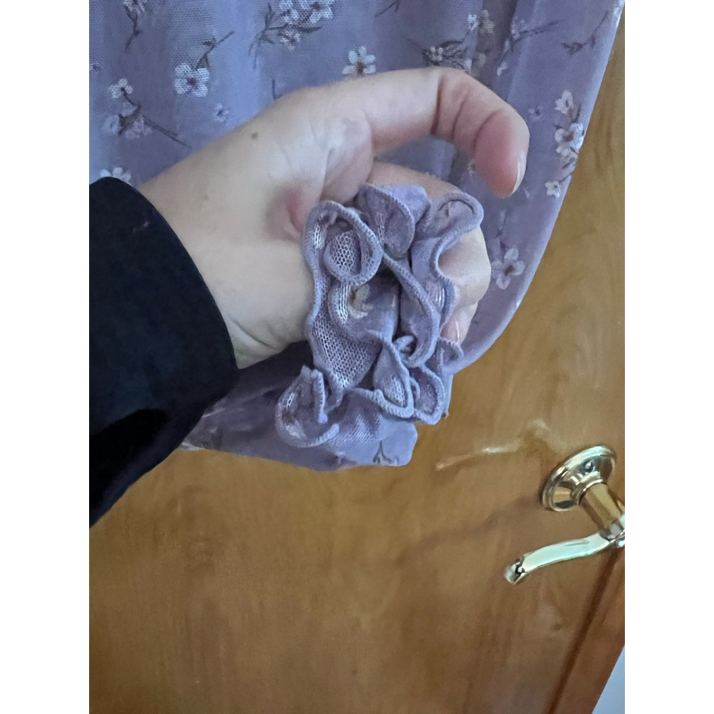 Hem & Thread Purple Floral Long Sleeve Shirt Womens Size S EUC - Picture 4 of 8